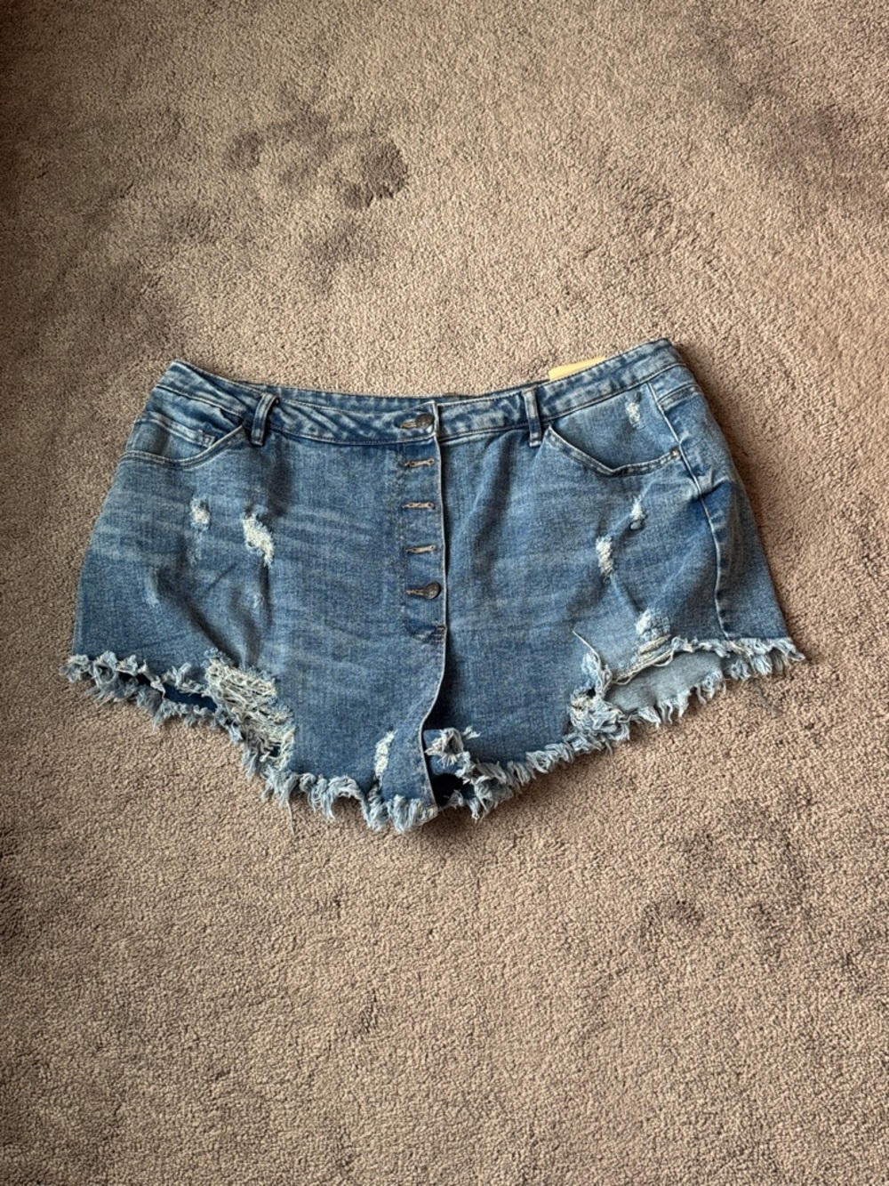 Madden NYC NWT Super High Rise Denim Skort SIZE 21 Distressed Button Front